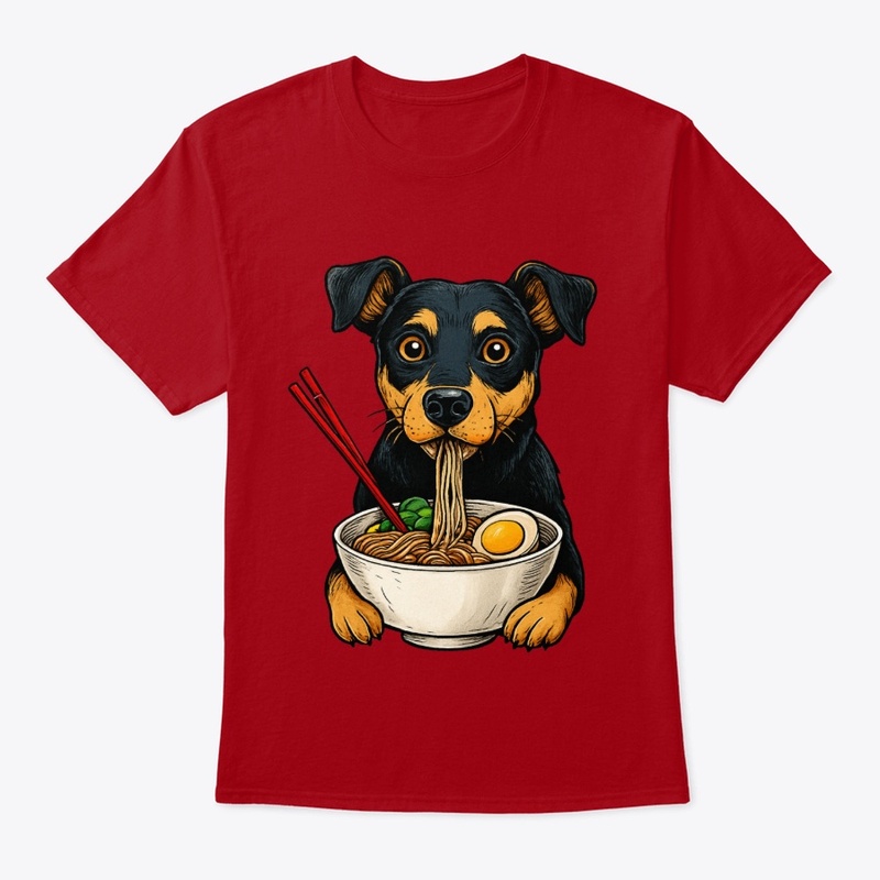 Cute Ramen Dog Art – Kawaii Puppy Eating Noodles Illustration for T-Shirts, Hoodies & Gifts - Image 2
