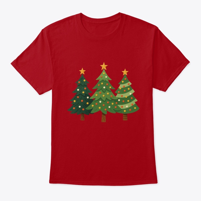 Vintage Christmas Trees Classic Crew Neck T-Shirt – Retro Holiday Sweatshirt for Men & Women - Image 4