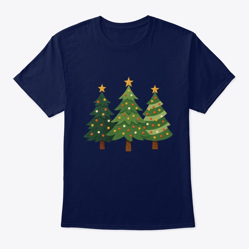 Vintage Christmas Trees Classic Crew Neck T-Shirt – Retro Holiday Sweatshirt for Men & Women - Image 3
