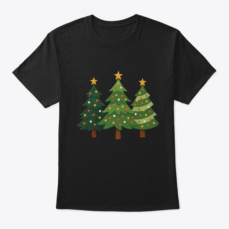 Vintage Christmas Trees Classic Crew Neck T-Shirt – Retro Holiday Sweatshirt for Men & Women - Image 2