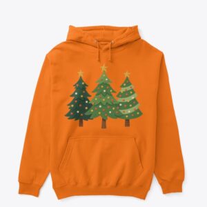Vintage Christmas Trees Unisex Classic Pullover Hoodie – Retro Holiday Sweatshirt for Men & Women